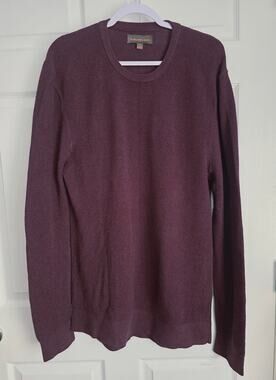 Fairlane & Sons Burgundy 100% Cotton Heavy Waffle Crewneck Sweater XL